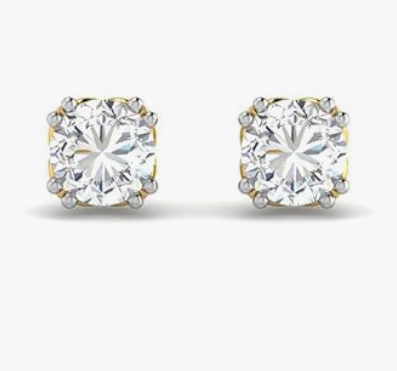 ELEGANT Jeweller Classic Gold Polished Lab Grown Diamond Earrings in 925 Sterling Silver for Women - Stylish Womens Gold Polished Earrings